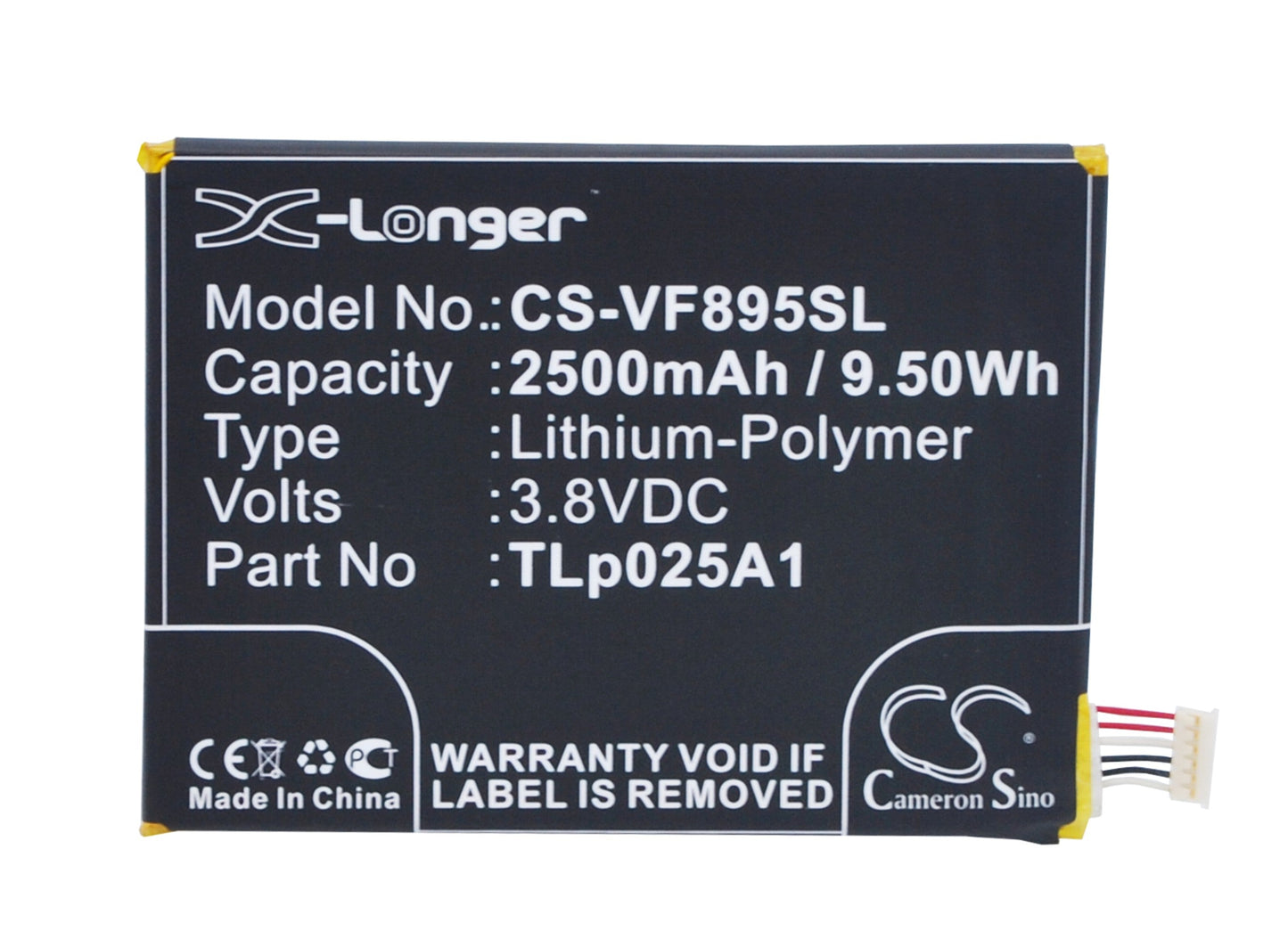 Replacement Battery for Vodafone Smart Prime 6 – Mobile, SmartPhone – 2500mAh / 9.50Wh / 3.8V