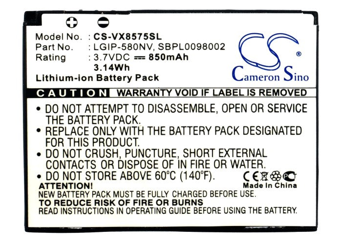 Replacement Battery for LG VX8575 – Mobile, SmartPhone – 850mAh / 3.7V - image 5