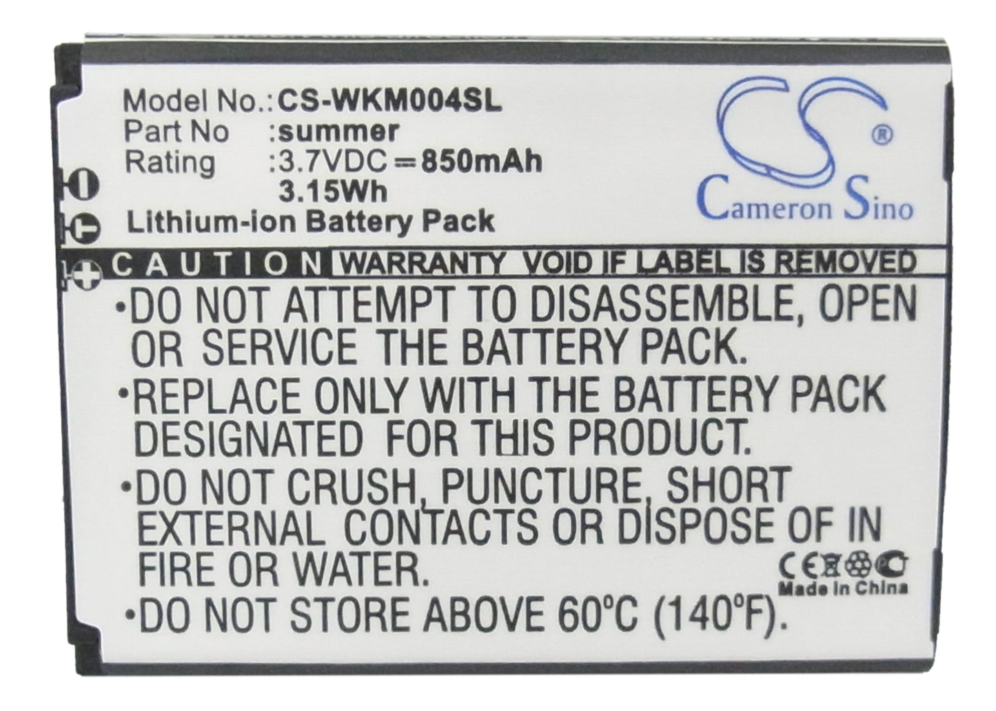 Replacement Battery for Wiko Soap – Mobile, SmartPhone – 850mAh / 3.15Wh / 3.7V