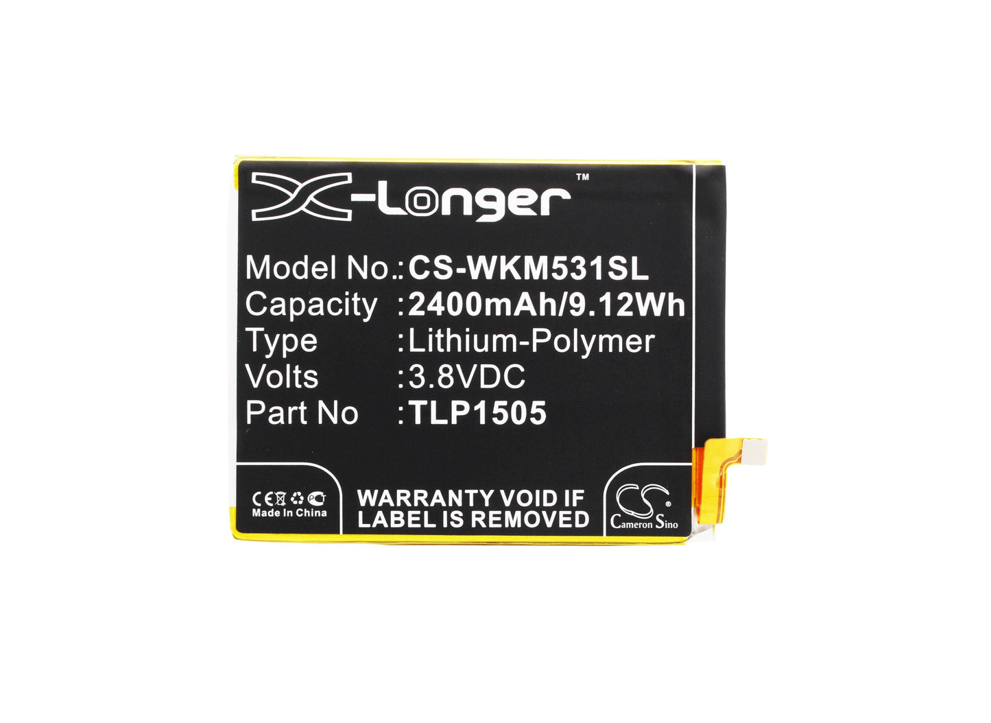 Replacement Battery for Wiko M531 – Mobile, SmartPhone – 2400mAh / 9.12Wh / 3.8V