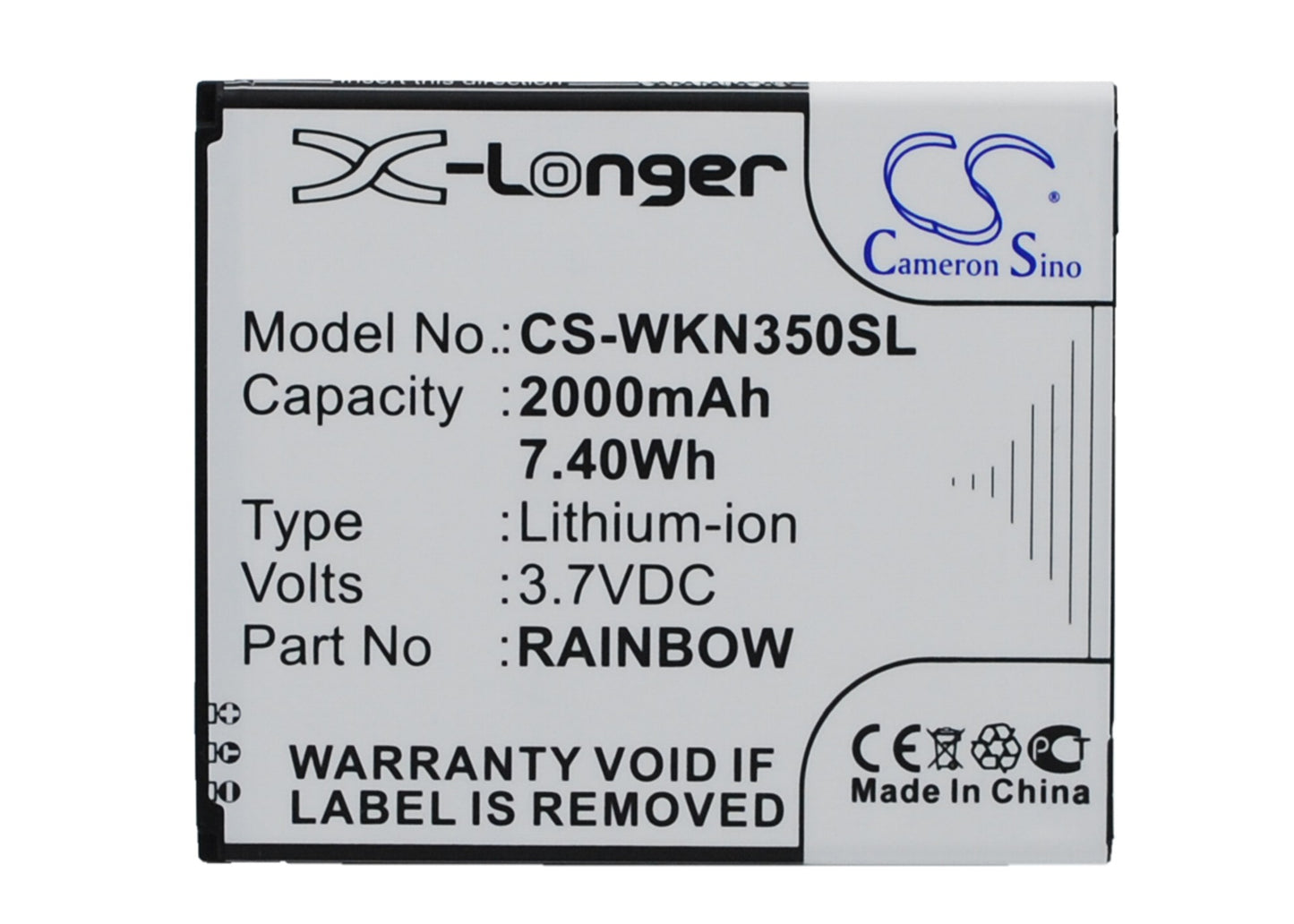 Replacement Battery for Wiko Rainbow – Mobile, SmartPhone – 2000mAh / 3.7V - image 1