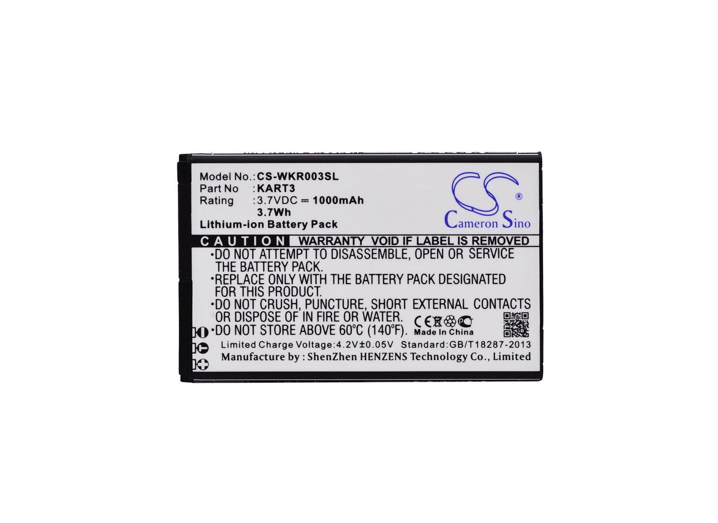 Replacement Battery for Wiko Kart 3 – Mobile, SmartPhone – 1000mAh / 3.70Wh / 3.7V