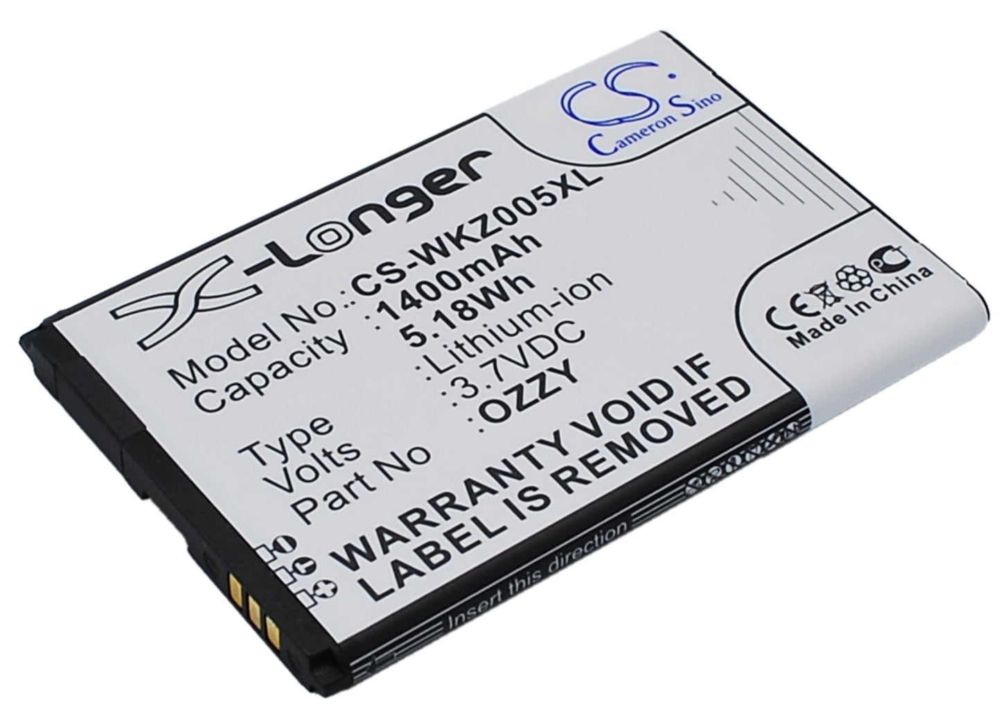 Replacement Battery for Wiko Ozzy – Mobile, SmartPhone – 1400mAh / 3.7V - image 1