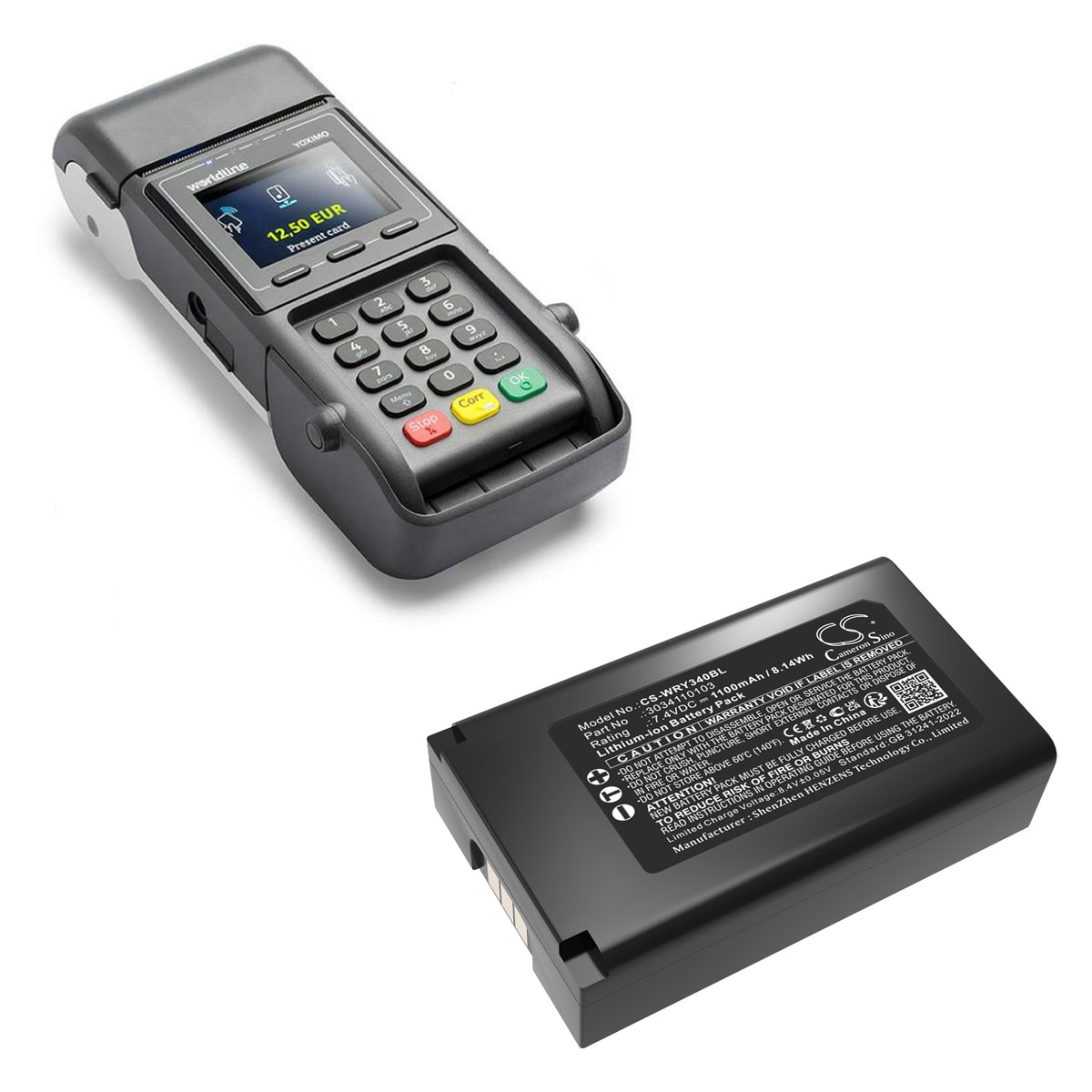 Replacement Battery for Worldline Yoximo – Payment Terminal – 1100mAh / 7.4V