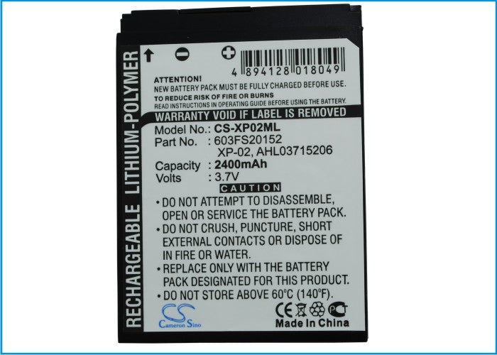 Replacement Battery for O2 XDA Atom Life – PDA, Pocket PC – 2400mAh / 3.7V