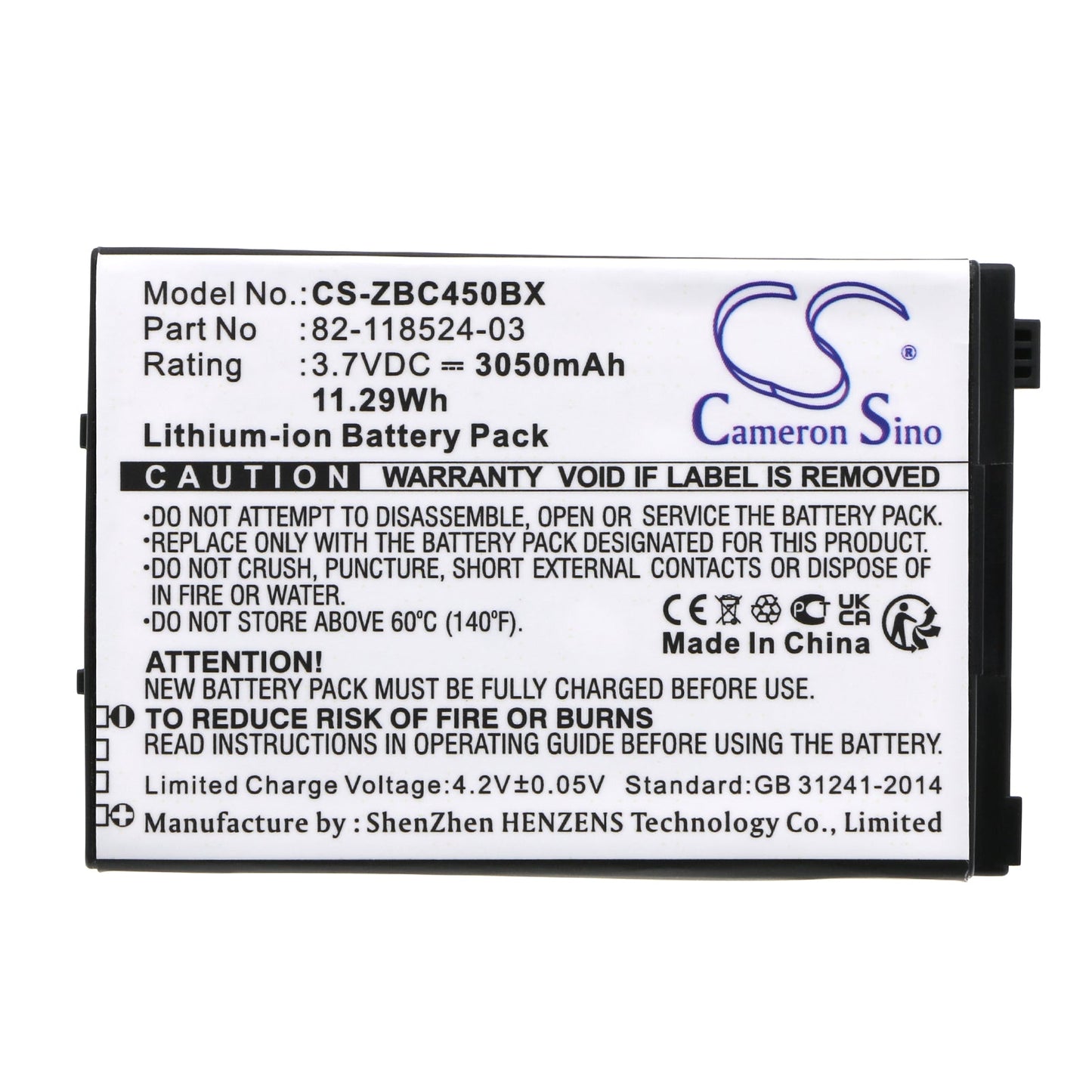Replacement Battery for Zebra MC45 – Barcode Scanner – 3050mAh / 11.29Wh / 3.7V