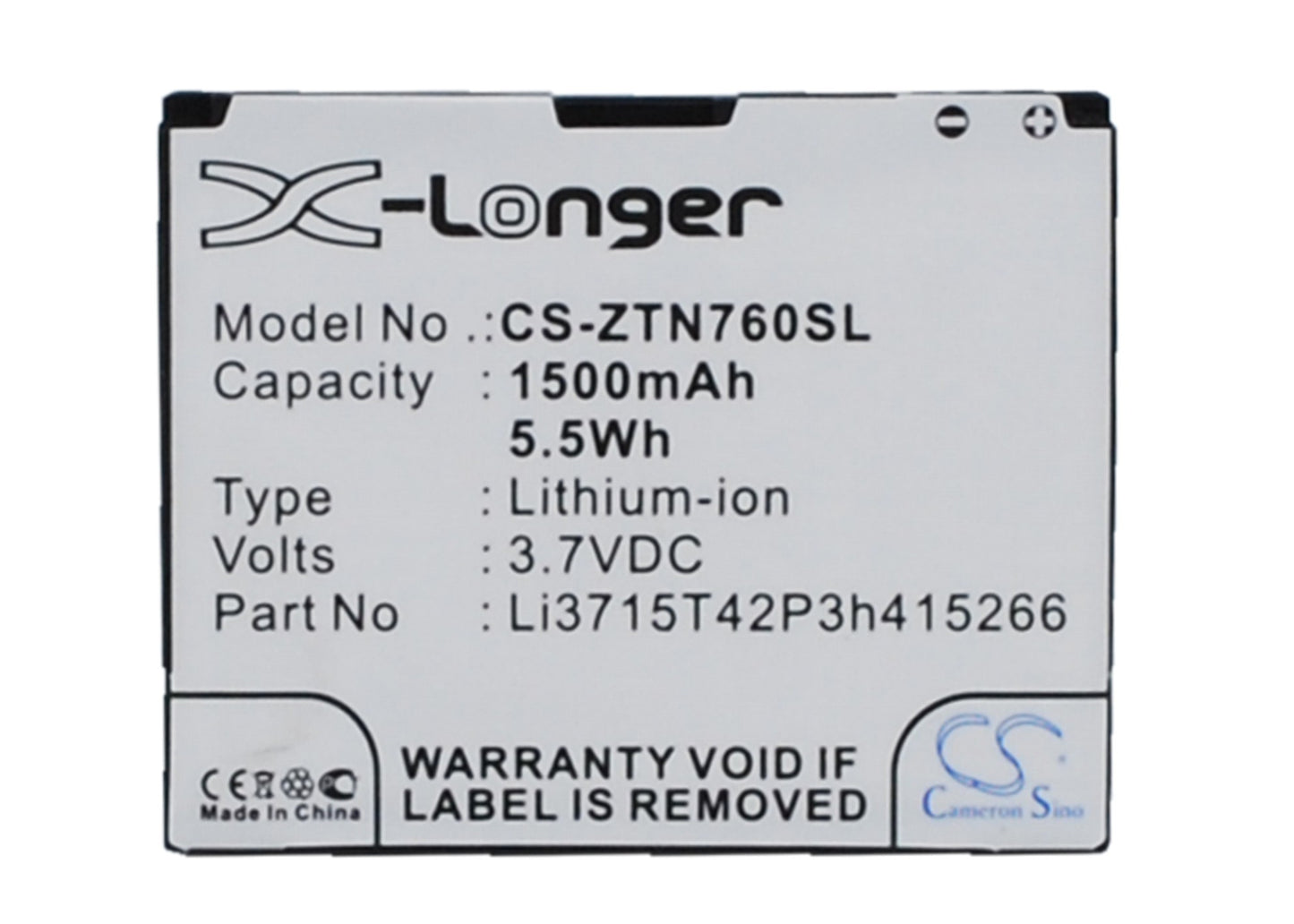 Replacement Battery for NET10 | AT&T | Sprint | ZTE | Telenor | USCellular Z665 – Mobile, SmartPhone – 1500mAh / 3.7V - image 1