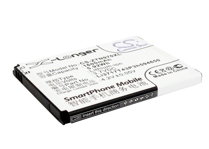 Replacement Battery for Amazing | NET10 | SRF | ZTE | Virgin Mobile A2 – Mobile, SmartPhone – 1600mAh / 3.7V - image 1
