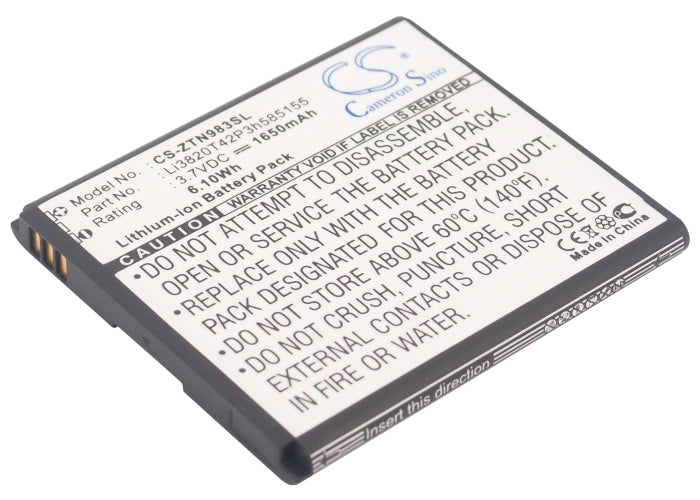 Replacement Battery for ZTE N983 – Mobile, SmartPhone – 1650mAh / 3.7V - image 1