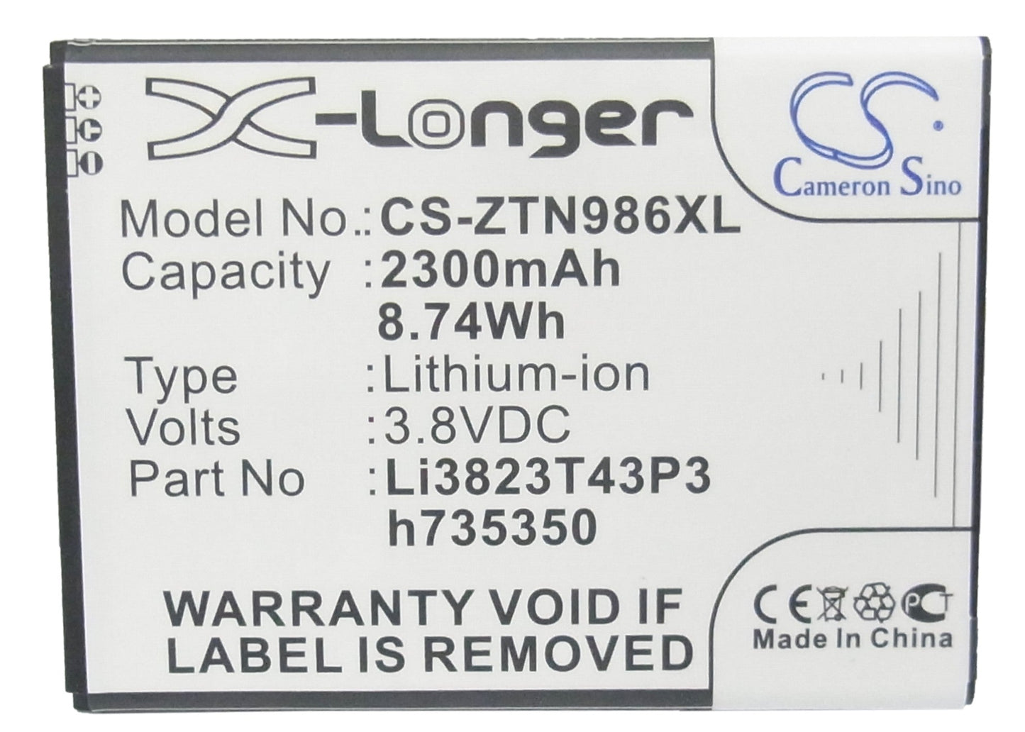 Replacement Battery for Tegra 4 – Mobile, SmartPhone – 2300mAh / 8.74Wh / 3.8V