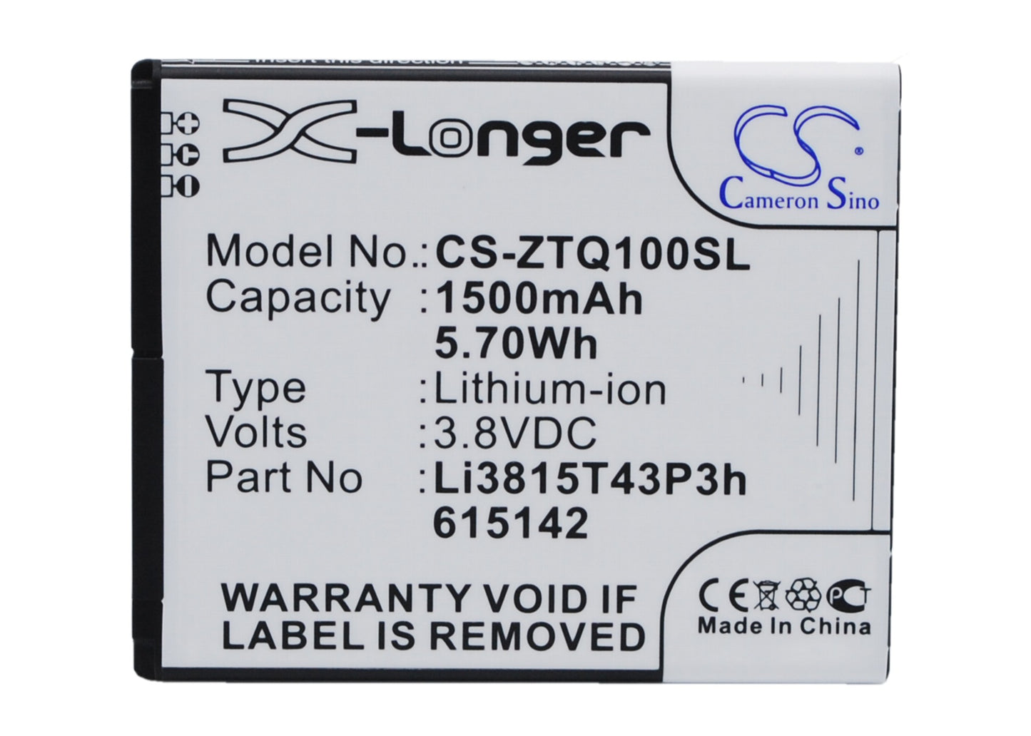 Replacement Battery for Amazing | ZTE A4c – Mobile, SmartPhone – 1500mAh / 3.8V - image 1