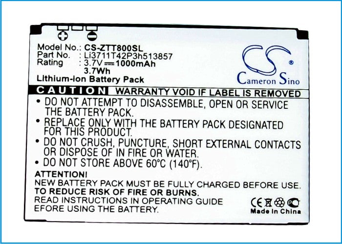 Replacement Battery for Vodafone P752D – Mobile, SmartPhone – 1000mAh / 3.7Wh / 3.7V