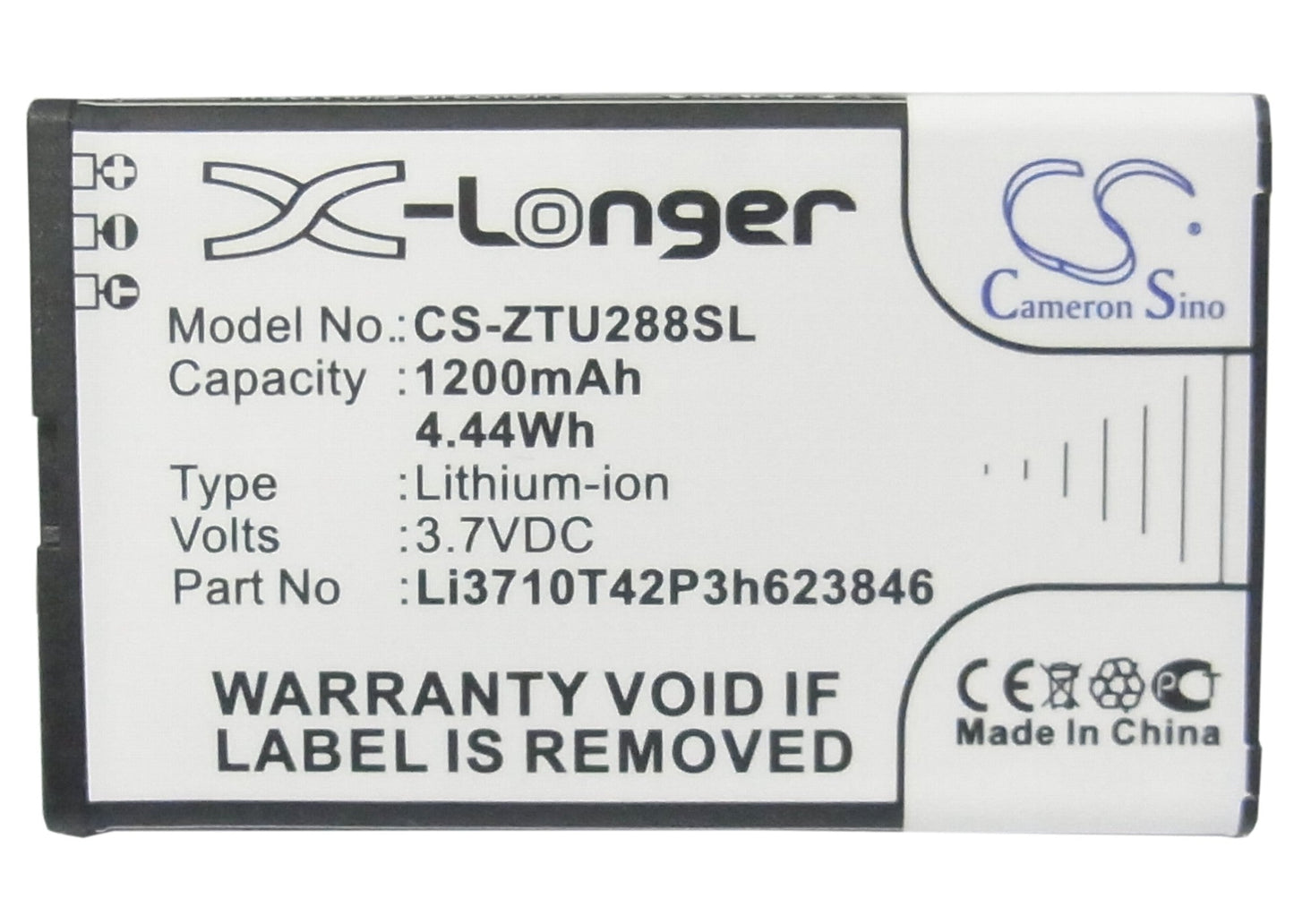Replacement Battery for ZTE S207 – Mobile, SmartPhone – 1200mAh / 4.44Wh / 3.7V