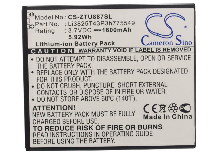Replacement Battery for ZTE U887 – Mobile, SmartPhone – 1600mAh / 3.7V - image 5