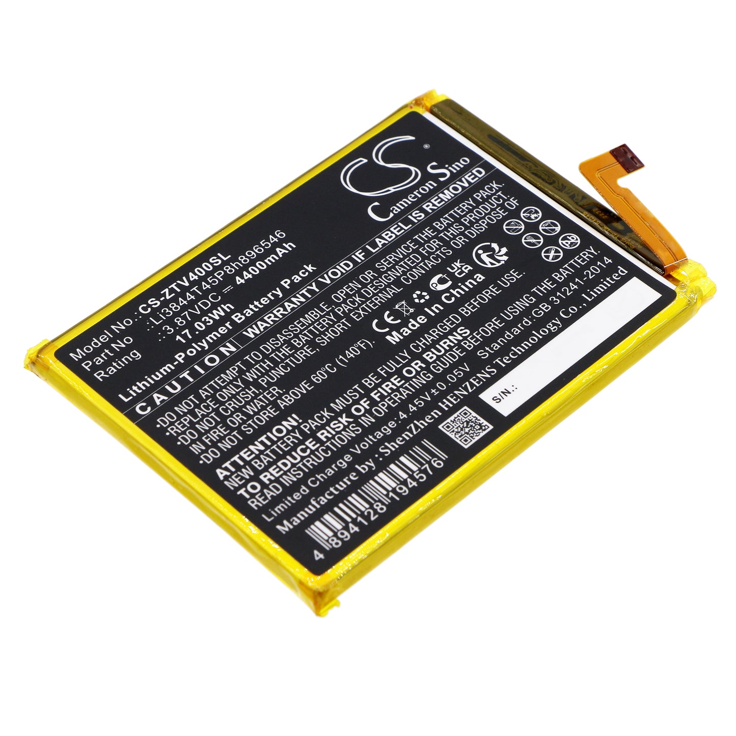 Replacement Battery for ZTE Blade V40S – Mobile, SmartPhone – 4400mAh / 3.87V - image 1