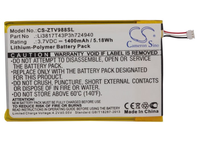 Replacement Battery for NET10 | ZTE Paragon – Mobile, SmartPhone – 1400mAh / 3.7V - image 5