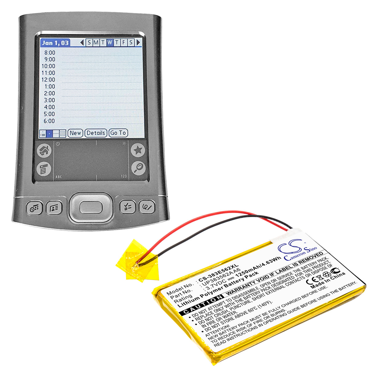 Replacement Battery for Palm Tungsten E – PDA, Pocket PC – 1250mAh / 3.7V