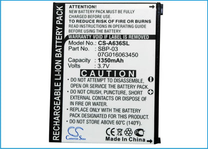 Replacement Battery for Asus  Mypal A630 – GPS, Navigator – 1350mAh / 5.00Wh / 3.7V