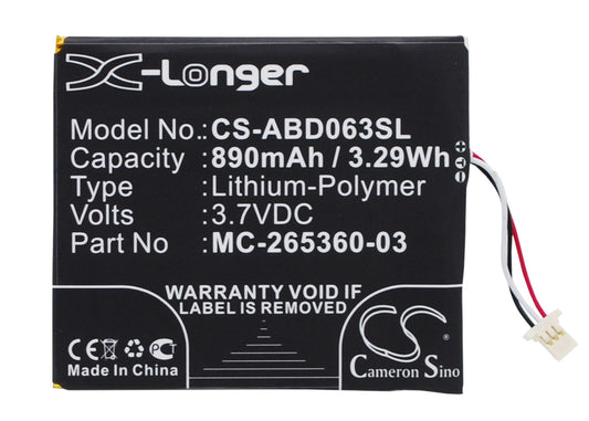 Replacement Battery for Amazon Kindle 7 – E-book, E-reader – 890mAh / 3.7V
