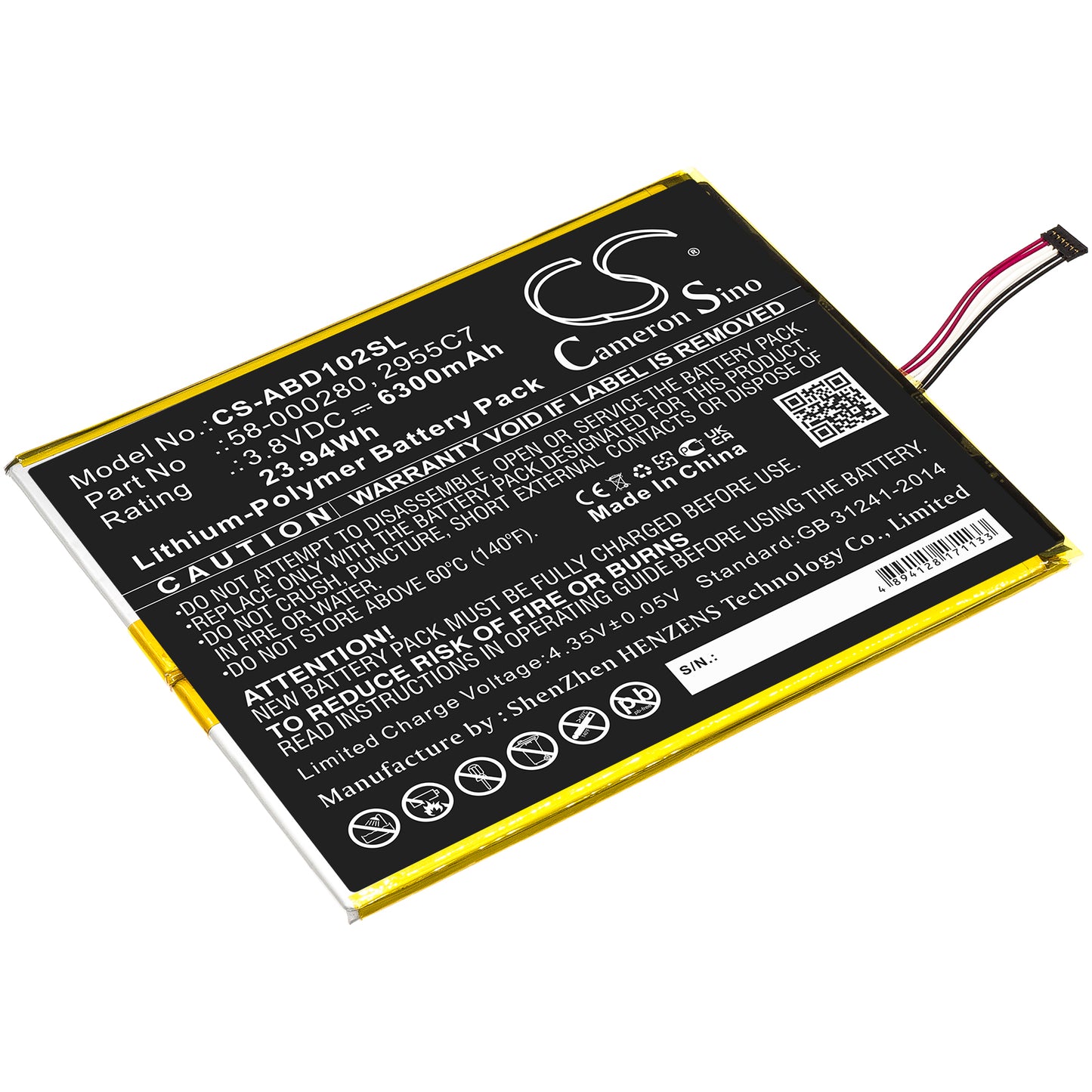 Replacement Battery for Amazon Kindle Fire HD 10.1 9th – Tablet – 6300mAh / 3.8V - image 1