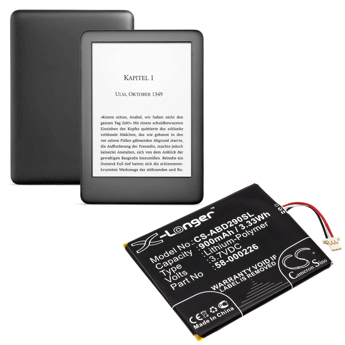 Replacement Battery for Amazon Kindle 10th – E-book, E-reader – 900mAh / 3.7V