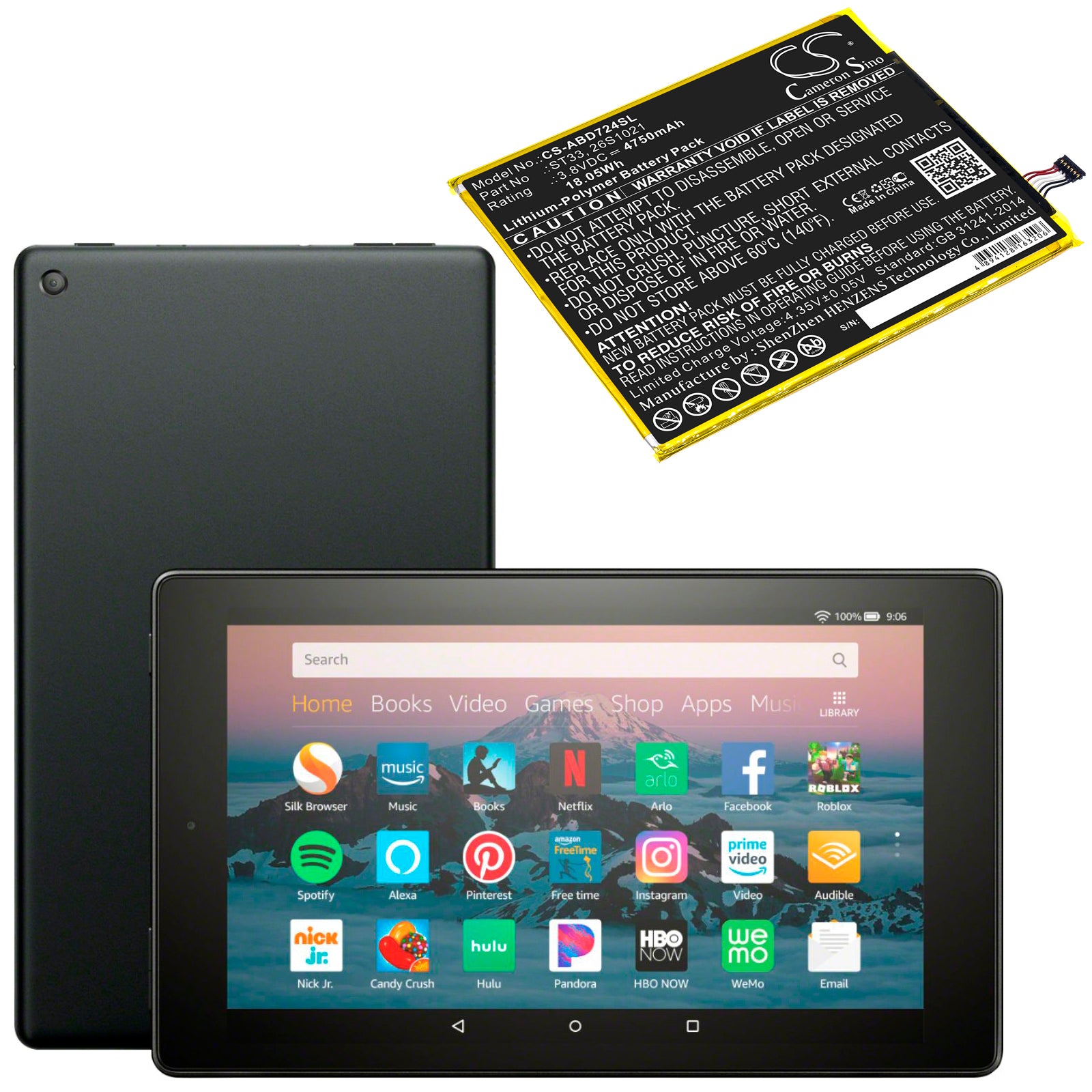 Replacement Battery for Amazon Kindle Fire HD 8th – Tablet – 4750mAh / 3.8V - image 5