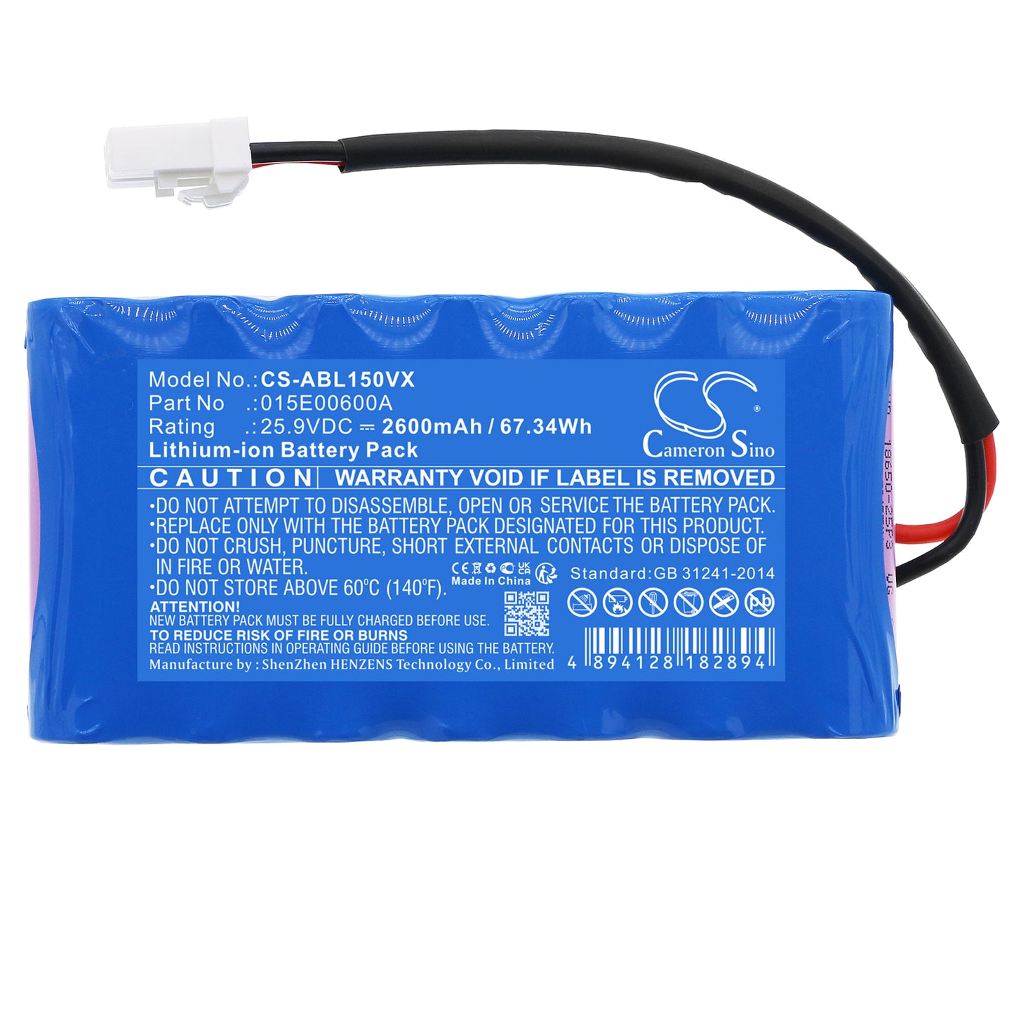 Replacement Battery for Ambrogio L15 L15 deluxe, L20 b, – 2600mAh / 67.34Wh