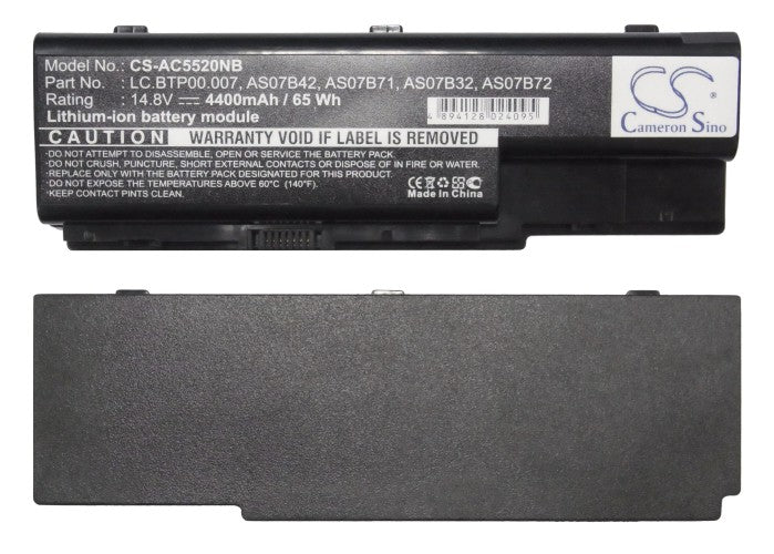 Replacement Battery for Acer  Aspire 5220G – Notebook, Laptop – 4400mAh / 65.12Wh / 14.8V