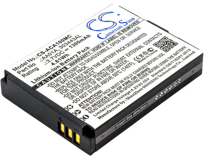 Replacement Battery for ACTIVEON  CX GOLD – Camera – 1300mAh / 4.81Wh / 3.7V