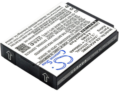 Replacement Battery for ACTIVEON  CX GOLD – Camera – 1300mAh / 4.81Wh / 3.7V