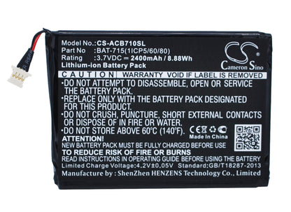 Replacement Battery for Acer Iconia Tab B1 – Tablet – 2400mAh / 3.7V - image 1