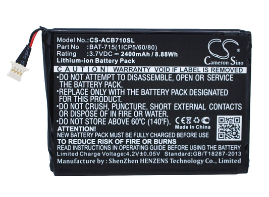 Replacement Battery for Acer Iconia Tab B1 – Tablet – 2400mAh / 3.7V - image 1