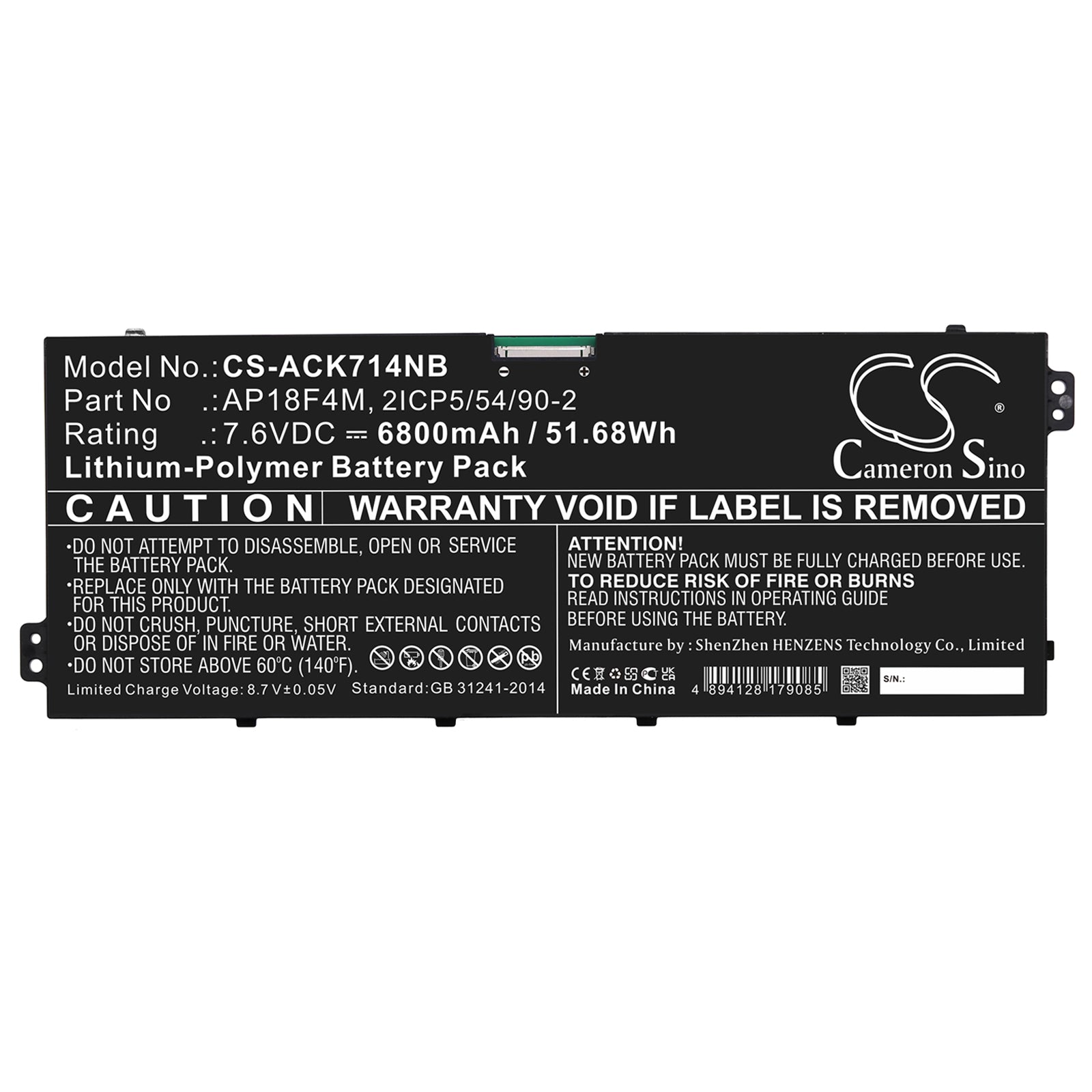 Replacement Battery for Acer Chromebook 714 CB714-1WT-53FX – Notebook, Laptop – 6800mAh / 7.6V - image 3