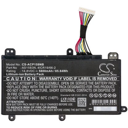 Replacement Battery for Acer Predator 15 G9-591 – Notebook, Laptop – 5800mAh / 14.8V - image 3