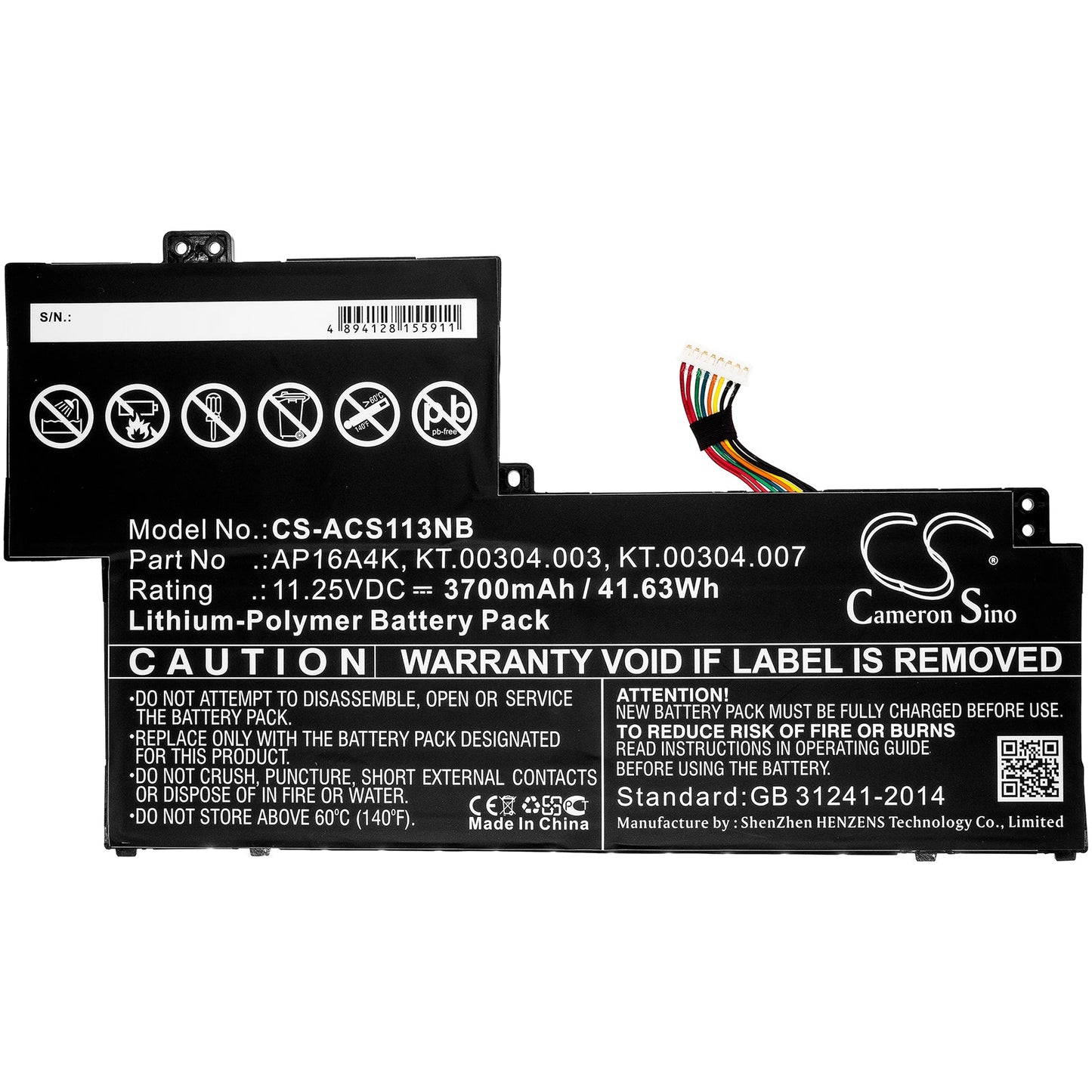Replacement Battery for Acer  Aspire One Cloudbook 11 AO1-13 – Notebook, Laptop – 3700mAh / 41.63Wh / 11.25V