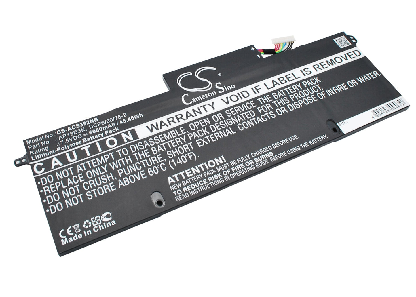 Replacement Battery for Acer  Aspire S3 – Notebook, Laptop – 6060mAh / 45.45Wh / 7.5V