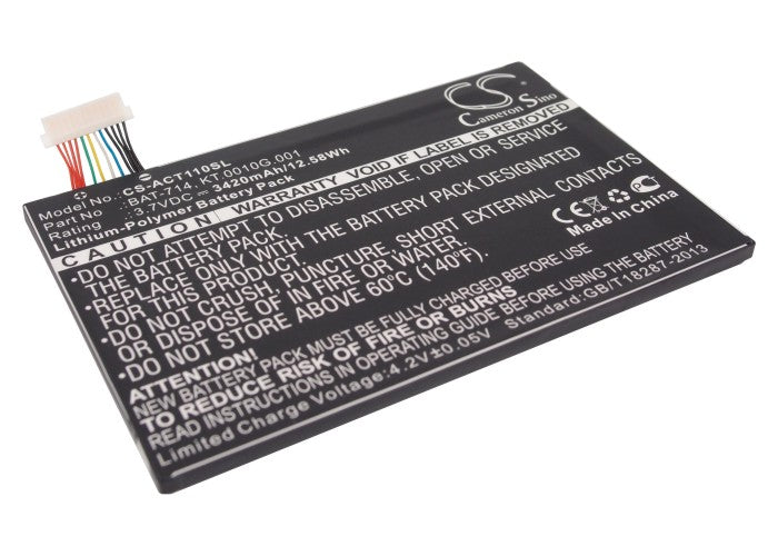 Replacement Battery for Acer Iconia Tab A110 – Tablet – 3420mAh / 3.7V - image 1