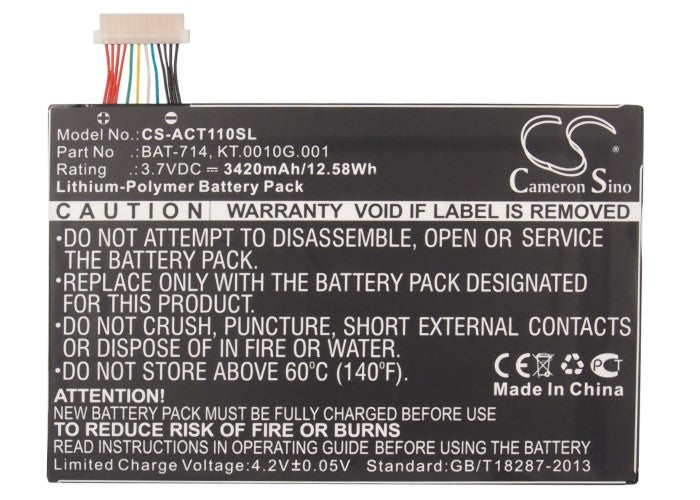 Replacement Battery for Acer Iconia Tab A110 – Tablet – 3420mAh / 3.7V - image 5
