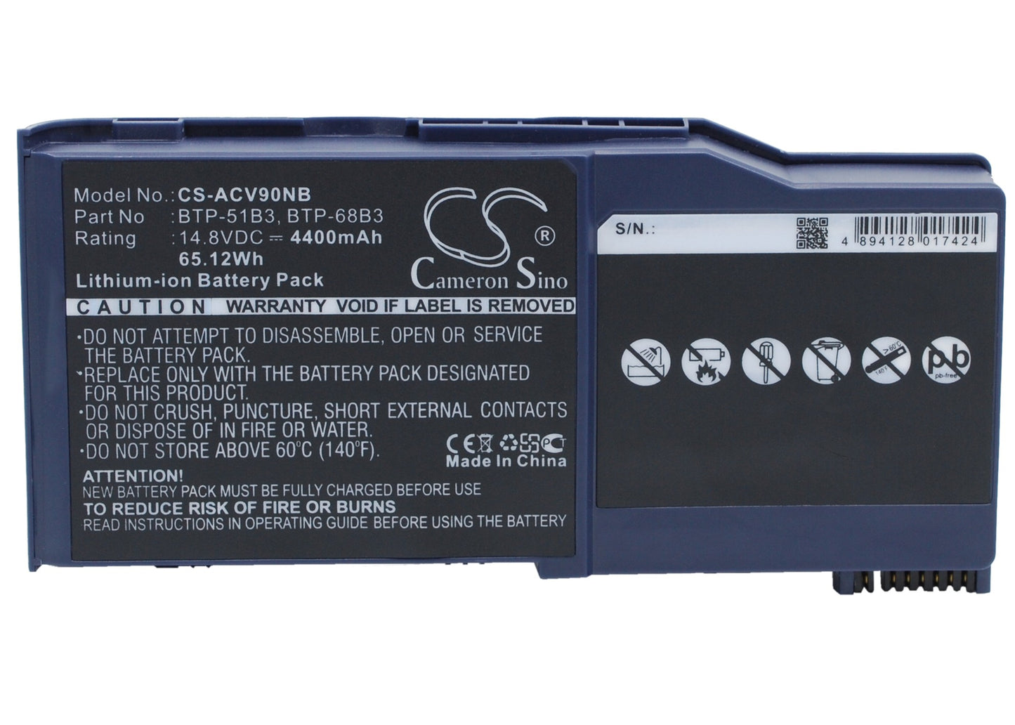 Replacement Battery for Gateway | Cybercom | Medion | Acer Solo M500 – Notebook, Laptop – 4400mAh / 14.8V - image 1
