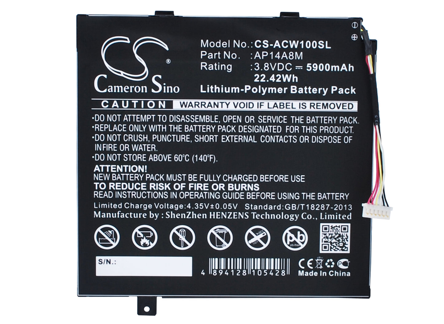 Replacement Battery for Acer Iconia Tab 10 A3-A20 – Tablet – 5900mAh / 3.8V - image 1