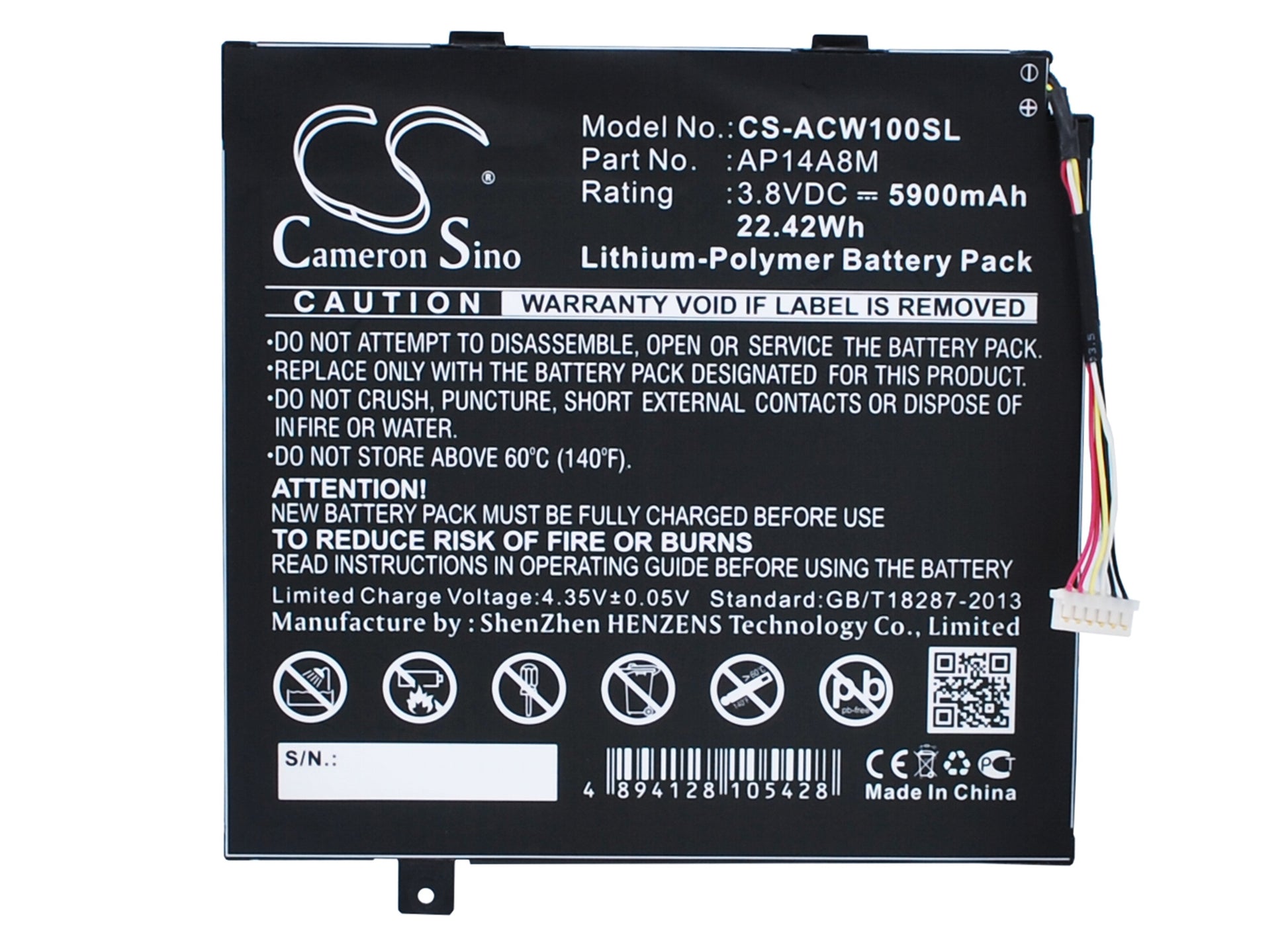 Replacement Battery for Acer Iconia Tab 10 A3-A20 – Tablet – 5900mAh / 3.8V - image 1