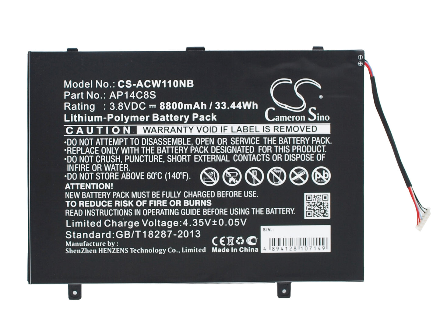 Replacement Battery for Acer Aspire Switch 11 – Notebook, Laptop – 8800mAh / 3.8V - image 1