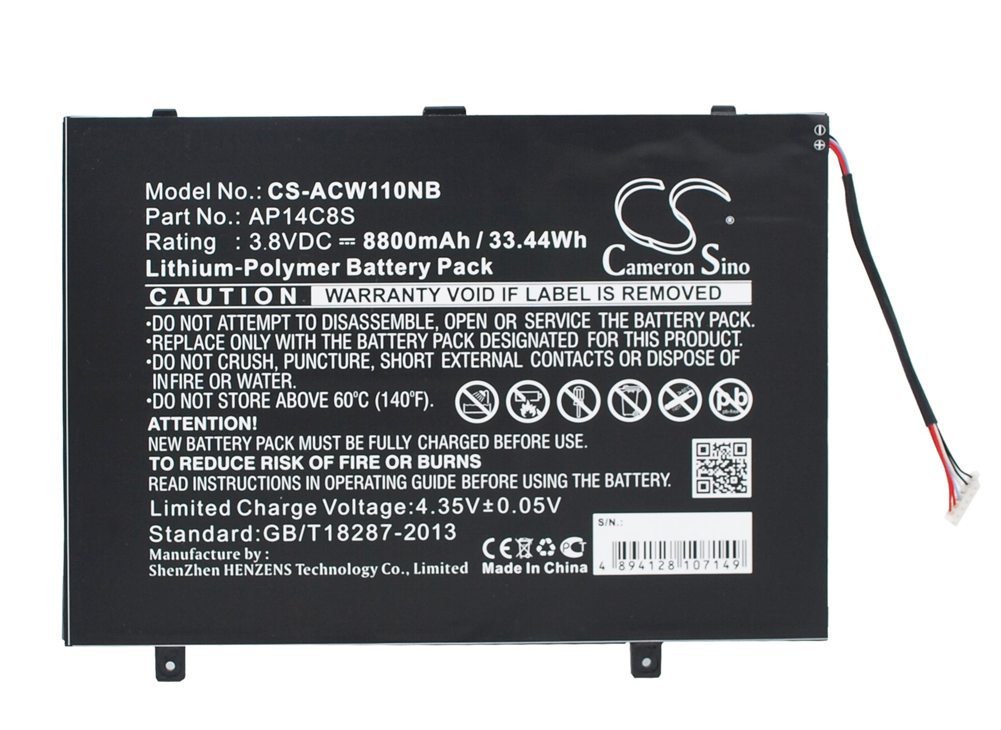 Replacement Battery for Acer Aspire Switch 11 – Notebook, Laptop – 8800mAh / 3.8V - image 1