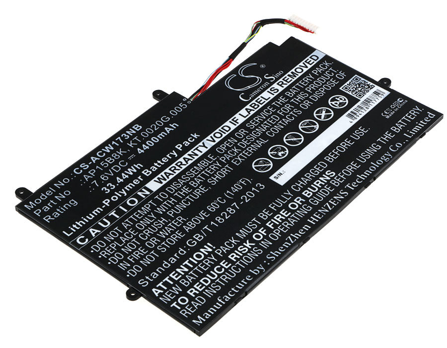 Replacement Battery for Acer  Aspire Switch 11 SW5-173 – Notebook, Laptop – 4400mAh / 33.44Wh / 7.6V