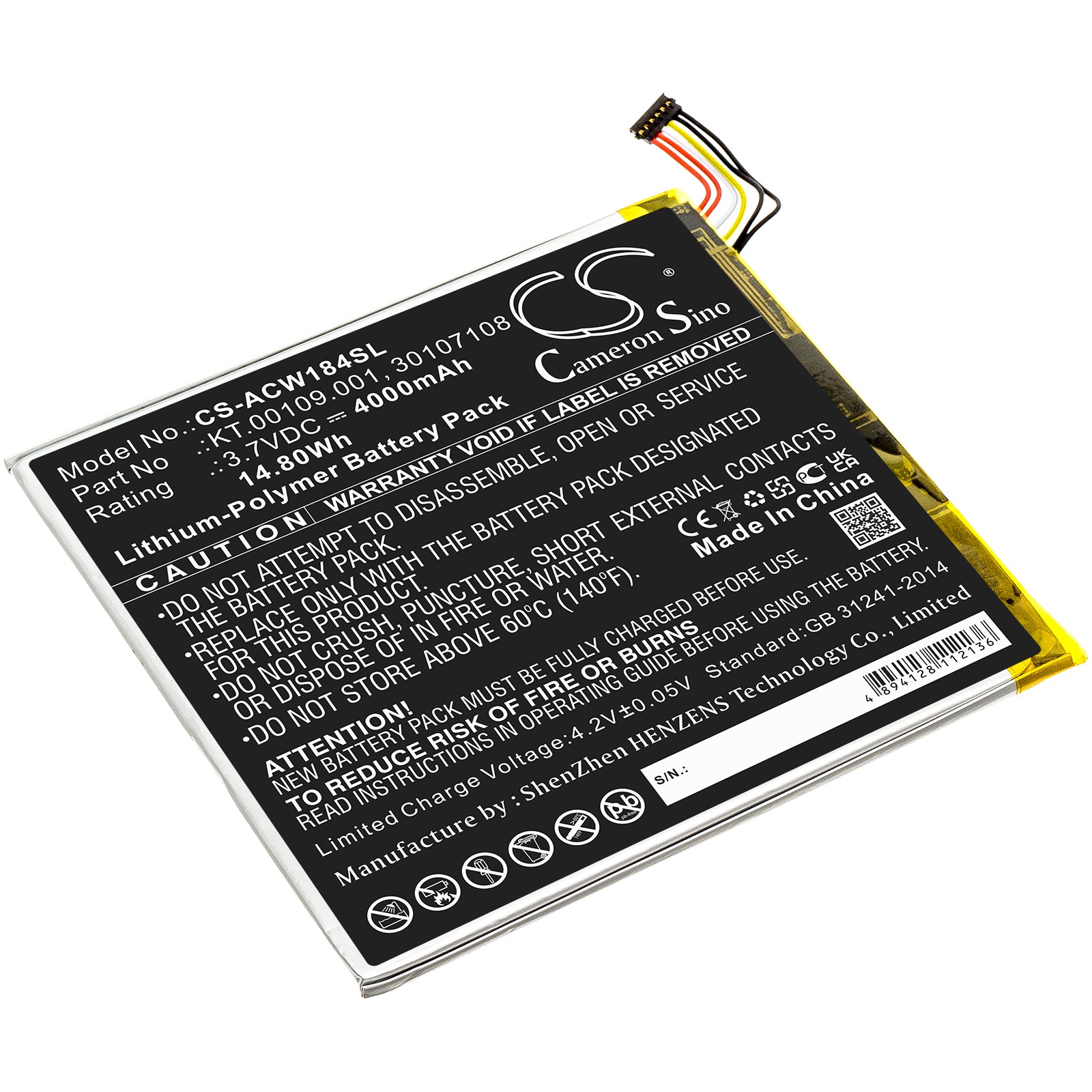 Replacement Battery for Acer Iconia Tab A1-840 – Tablet – 4000mAh / 3.7V - image 1