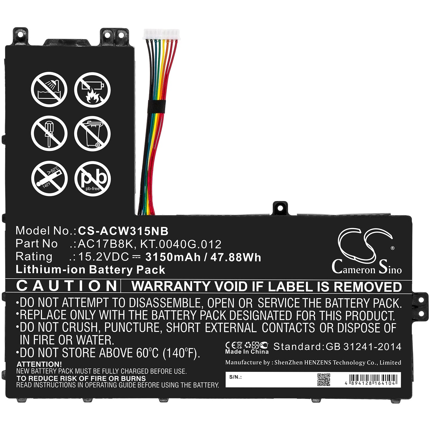 Replacement Battery for Acer  SF315-52G-51HV – Notebook, Laptop – 3150mAh / 47.88Wh / 15.2V