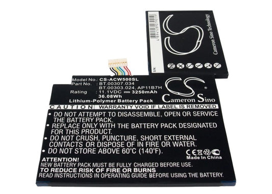 Replacement Battery for Acer Iconia Tab W500 – Tablet – 3250mAh / 11.1V - image 1