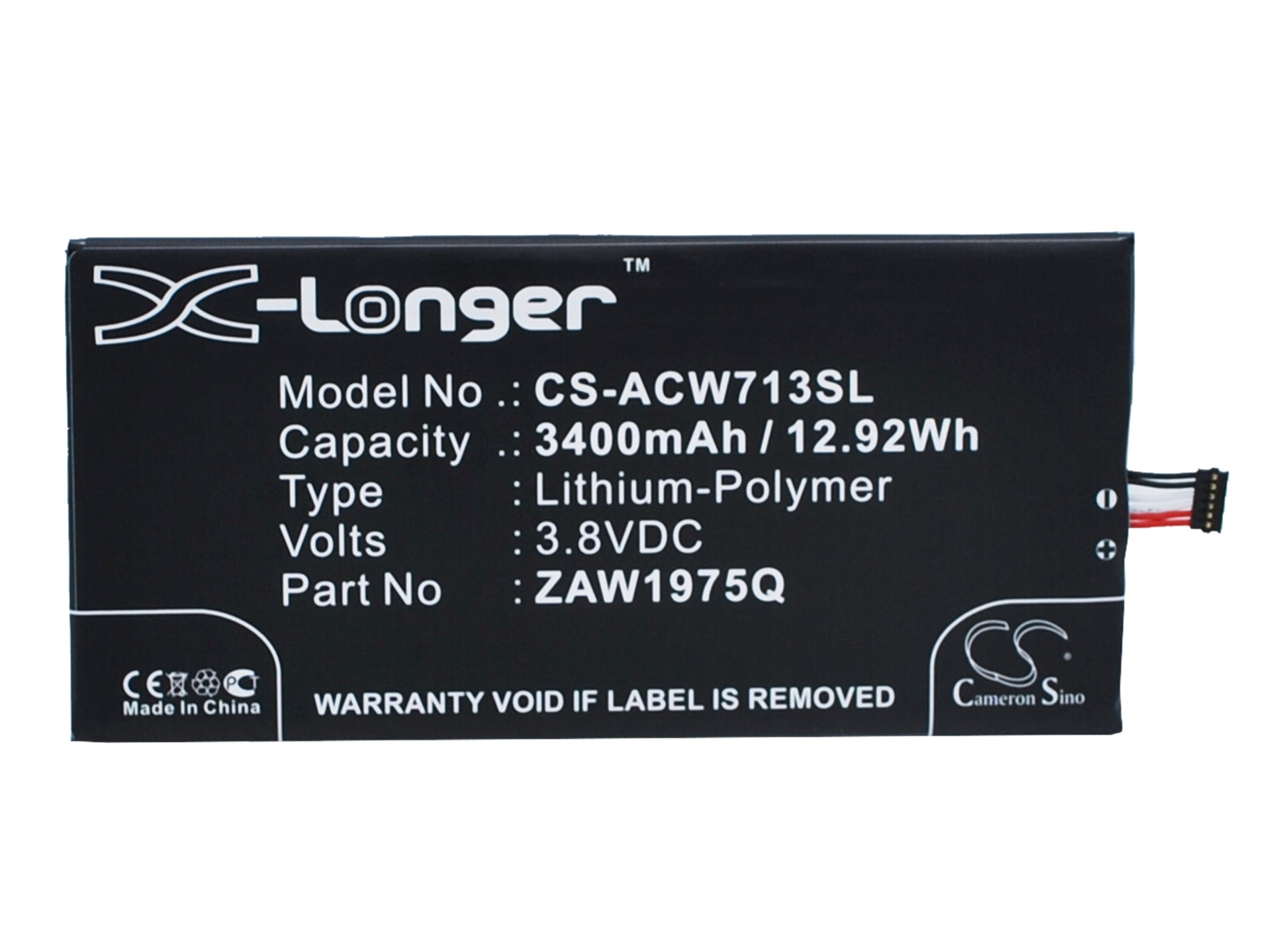 Replacement Battery for Acer Iconia Tab 7 – Tablet – 3400mAh / 3.8V - image 1