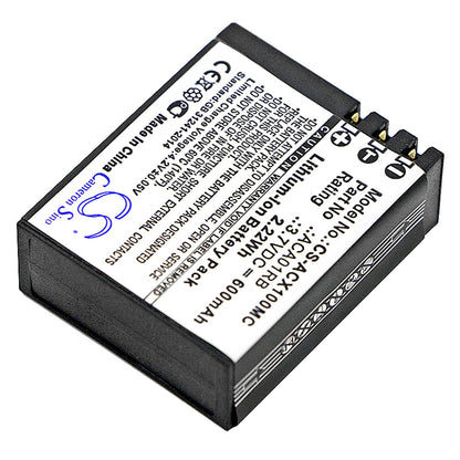 Replacement Battery for ACTIVEON  CX – Camera – 600mAh / 2.22Wh / 3.7V