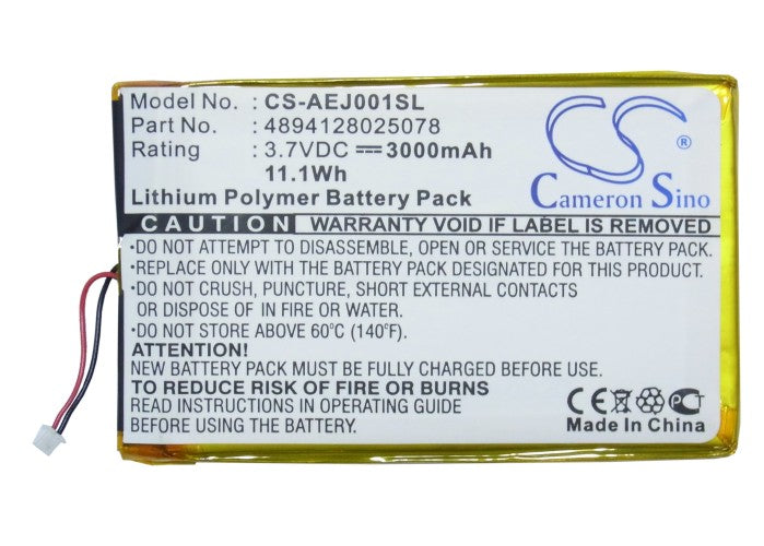 Replacement Battery for Ectaco jetBook e-Book Reader Burgundy – E-book, E-reader – 3000mAh / 3.7V